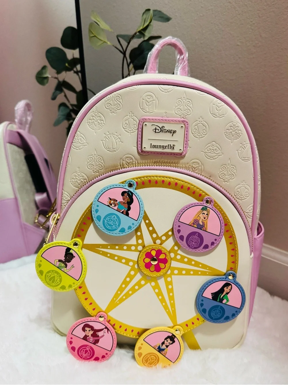 Loungefly Pink & Cream Disney Princess Ferris Wheel Mini Backpack